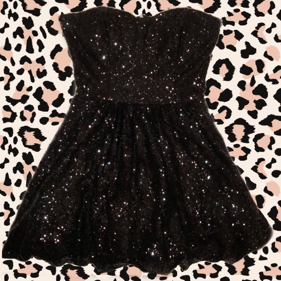 Arden B Dresses | Black Sequin Strapless Dress | Color: Black | Size: M | Emlspence's Closet